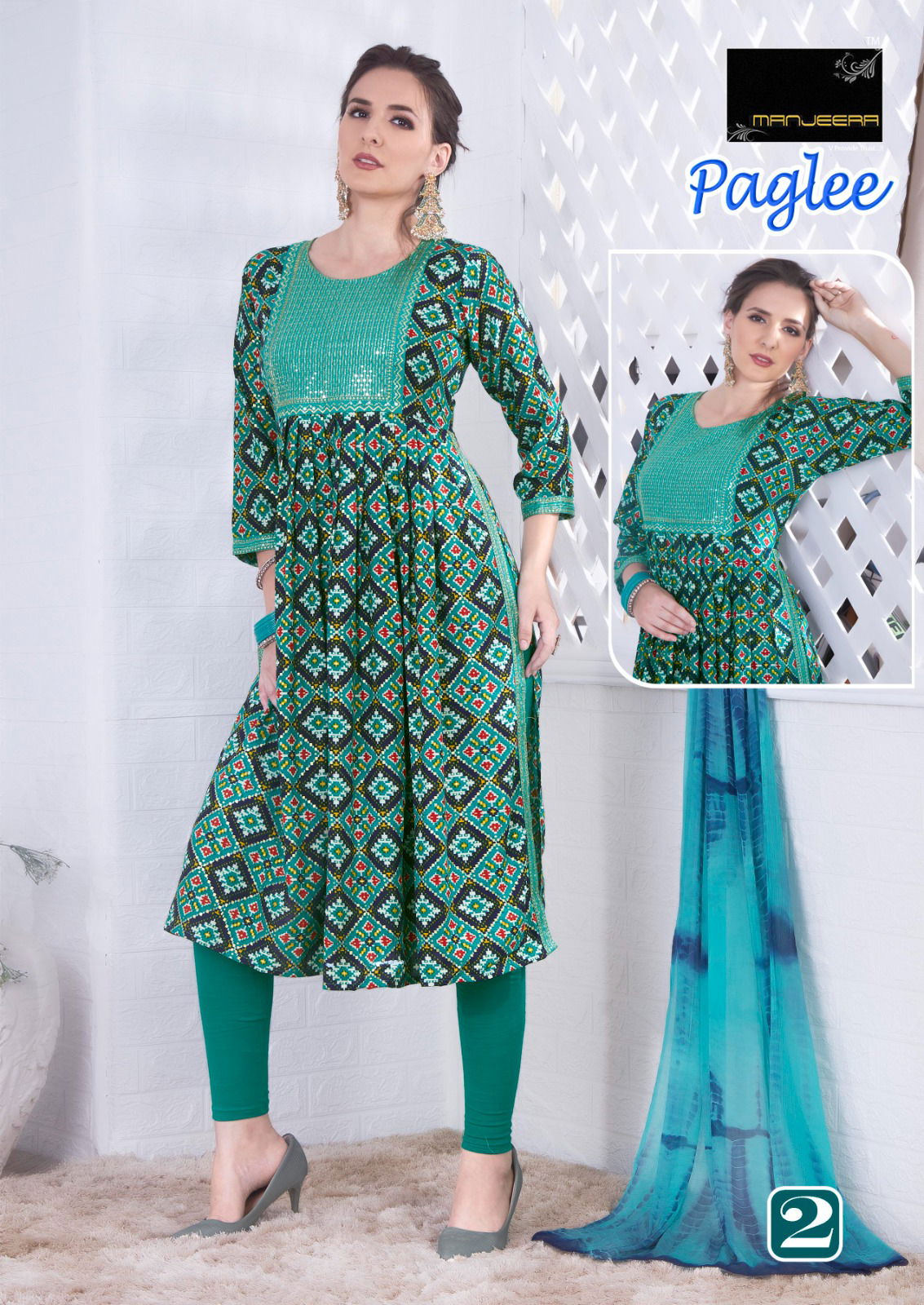 Manjeera Paglee Printed Readymade Suits Catalog